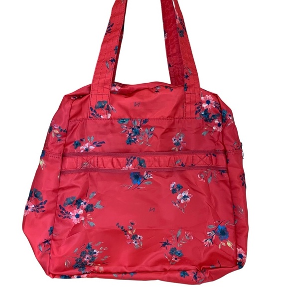 Lug Puddle Jumper Red Floral Tote Packable Trolly Sleeve EUC - Picture 5 of 8